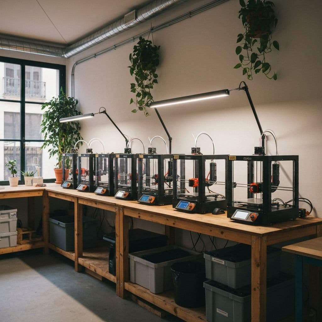 Produto em3D em ambiente de oficina e preparacao para espacos comerciais